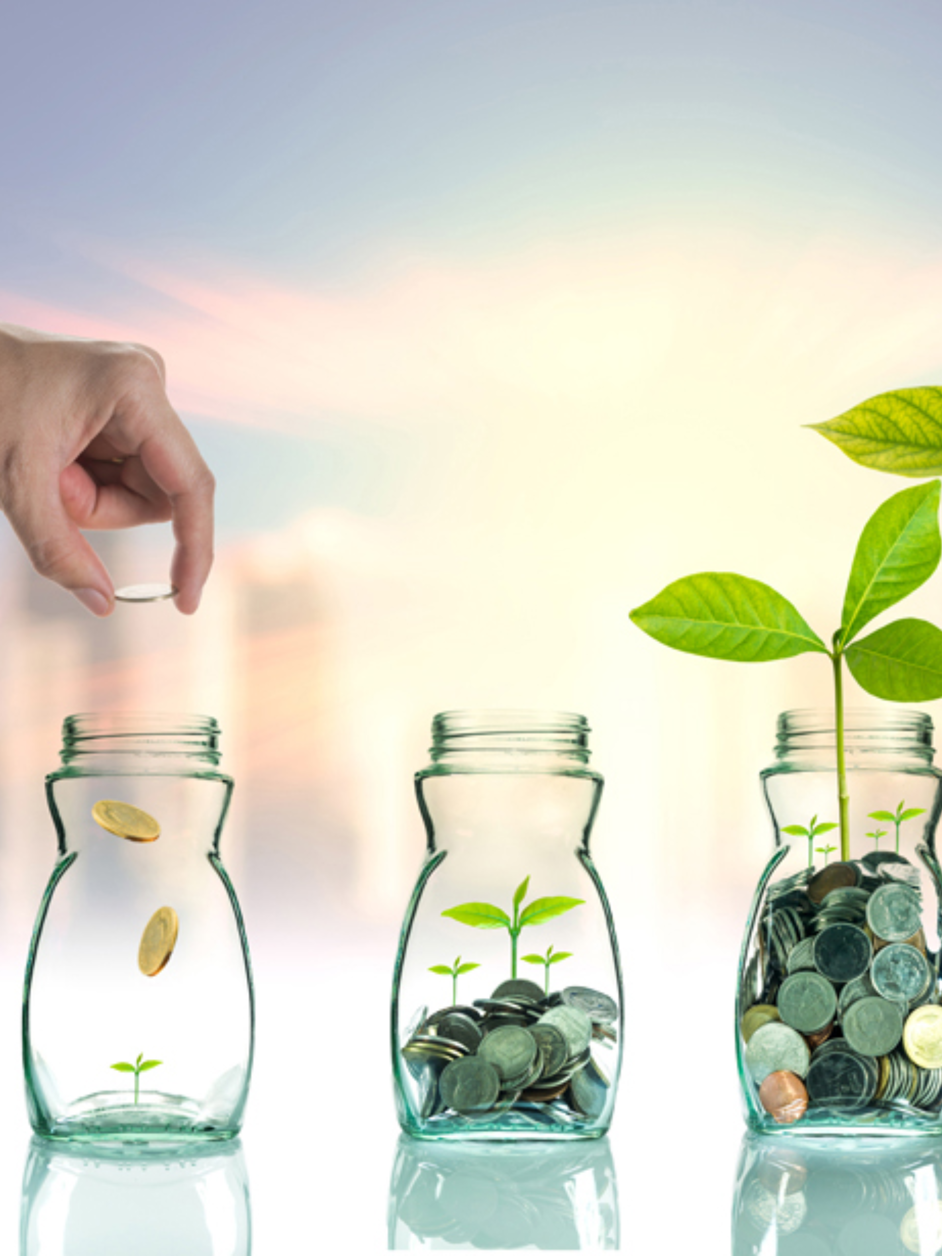 pot en verre qui montre l'évolution du capital avec investissement